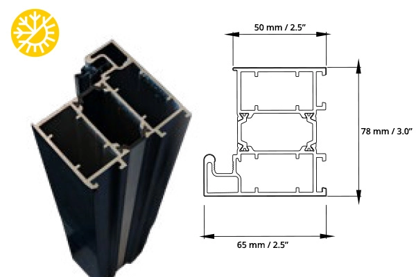 FUSION door frame profile with dimensions