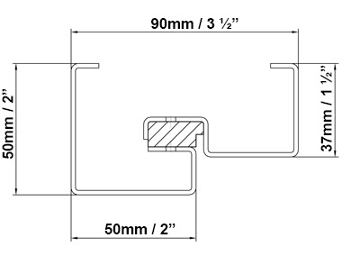 SIERRA door frame profile with dimensions