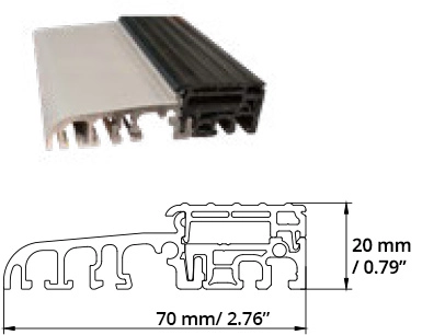 FUSION threshold: photo and profile drawing with dimensions
