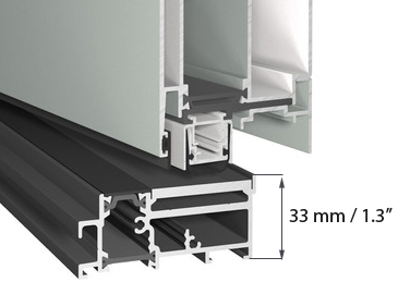 Pivot threshold profile with dimensions