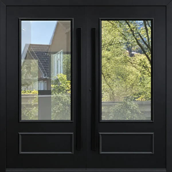 ALU HEY II Double — black double door with glass and lower panels
